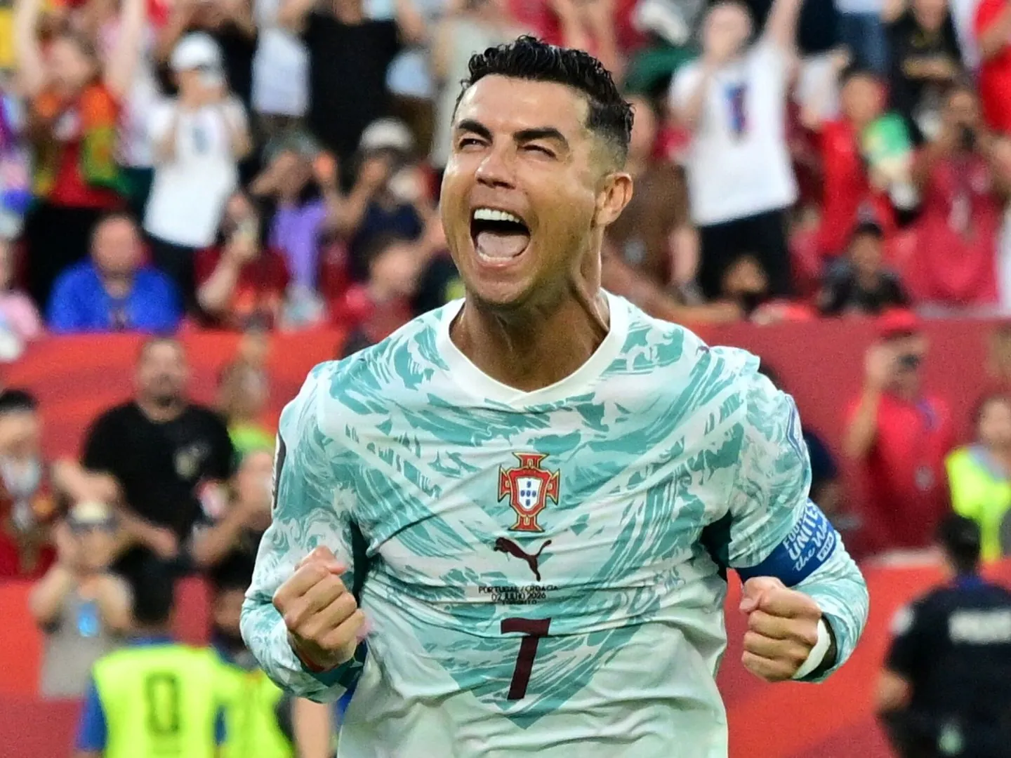 Foto: Cristiano Ronaldo celebra el tanto del empate. (EFE/Eduardo Lima)