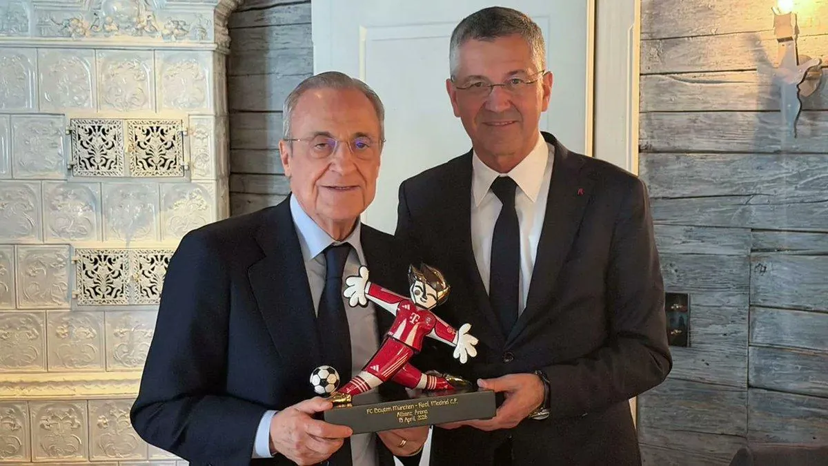 Florentino Pérez y Herbert Hainer, presidentes del Real Madrid y Bayern, durante la eliminatoria de la pasada Champions.